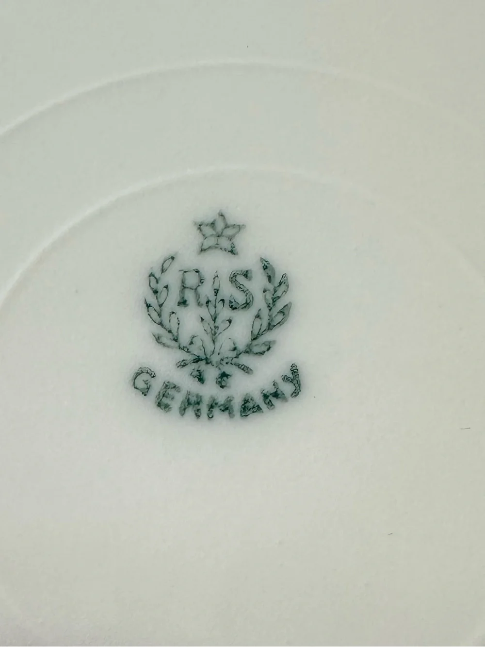 VTG RS Germany Handled Floral Serving Cake Tray Green White Gold Cherry Blossoms